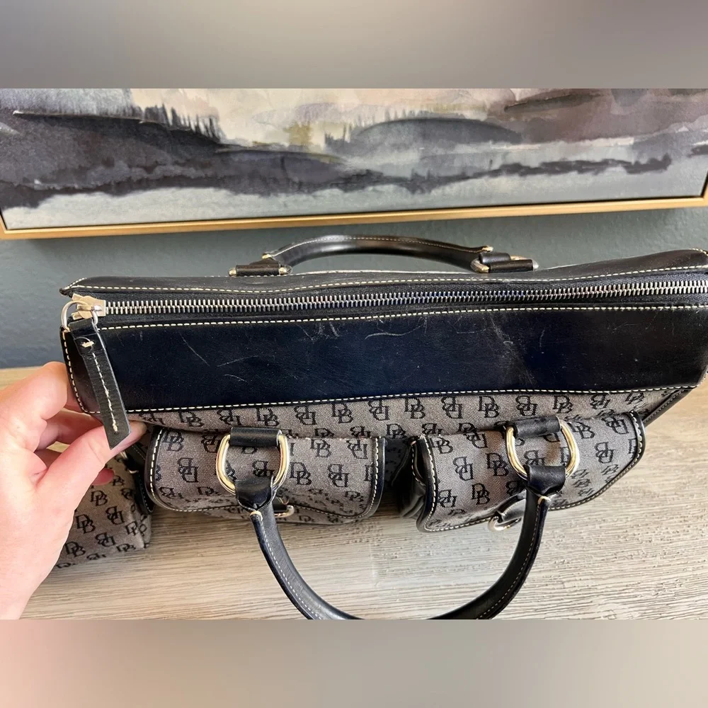 Dooney & Bourke Black Monogram Satchel with Pouches